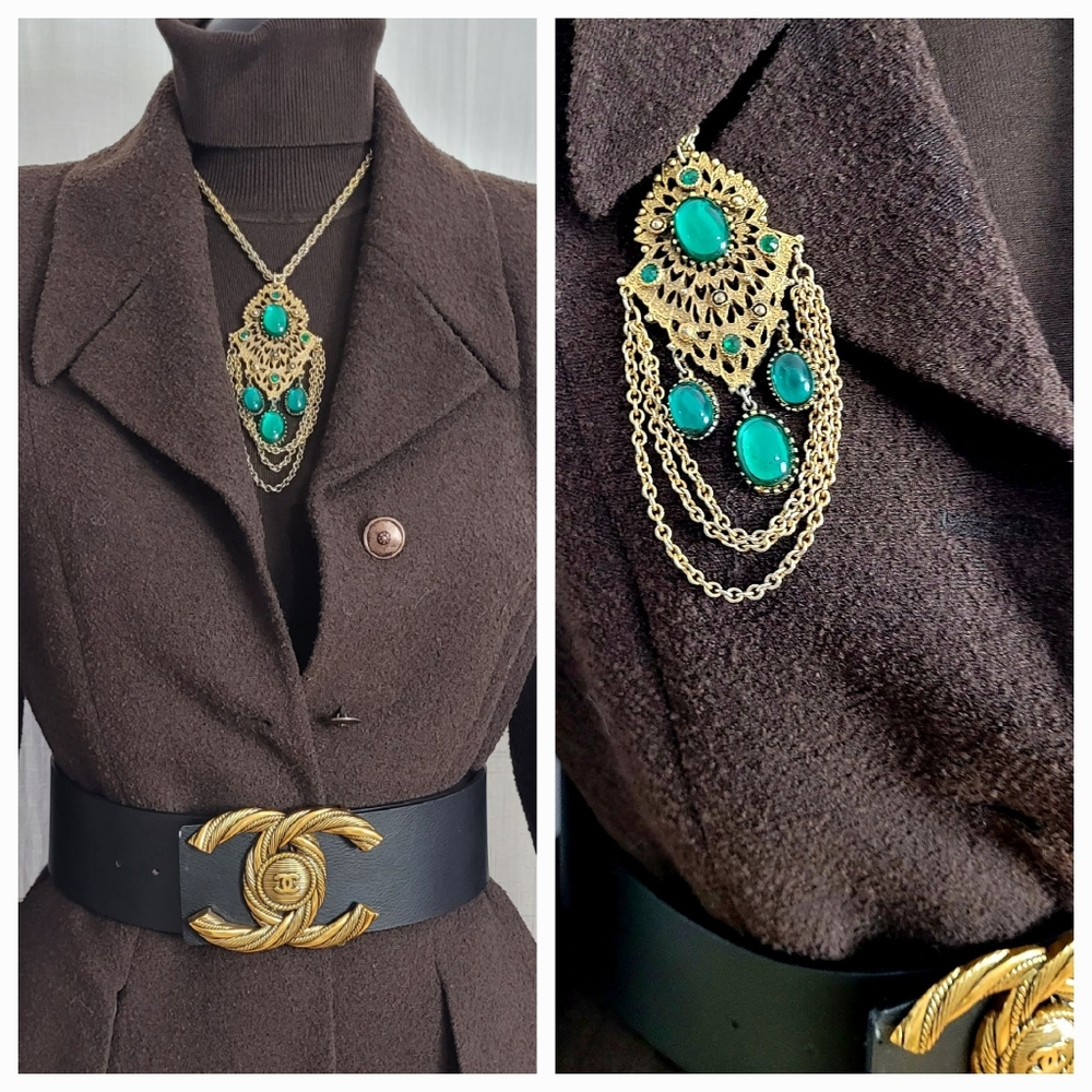 VINTAGE Emerald Stone  Necklace